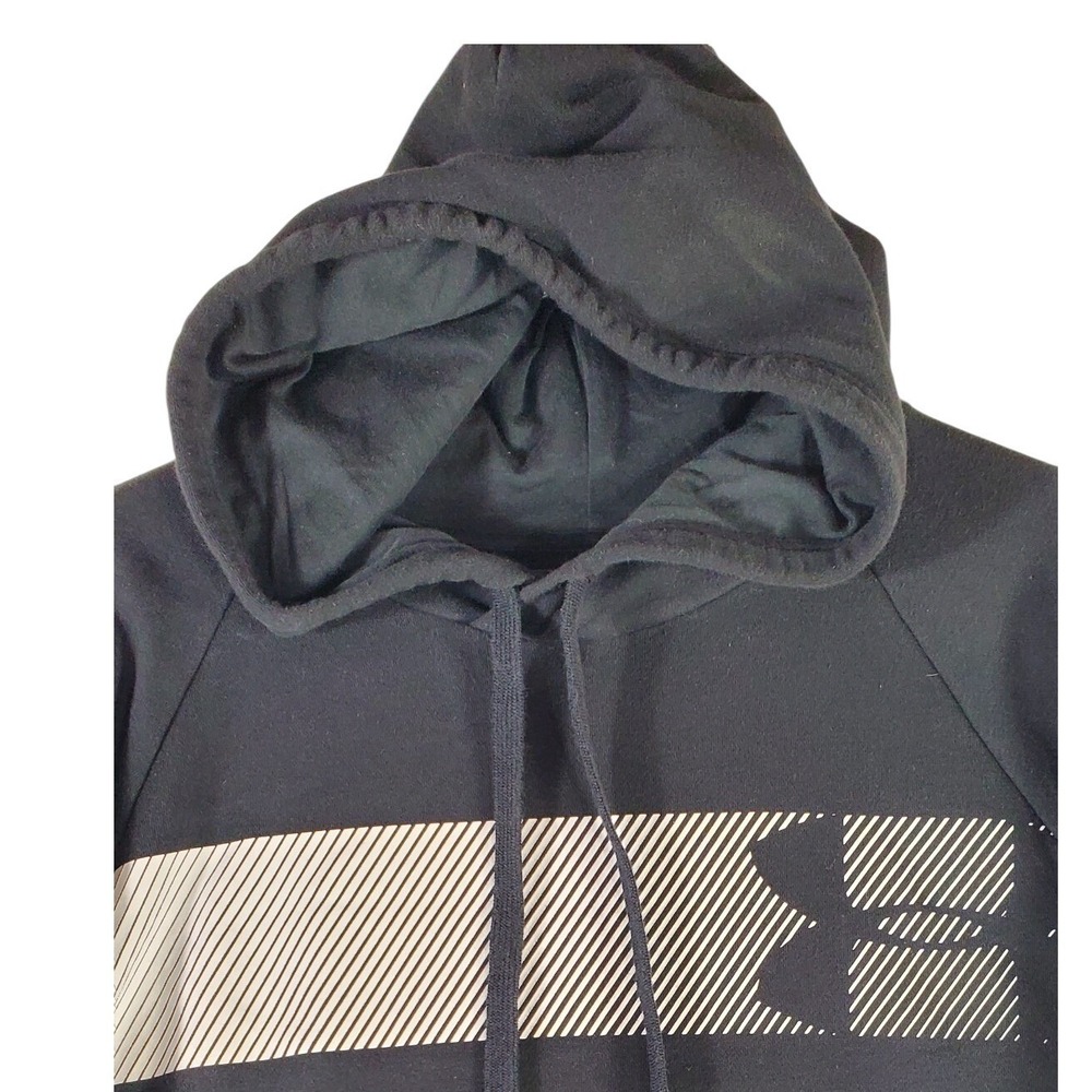 Under Armour Mens XXL Black Rival Fleece Graphic Pullover Hoodie Loose Fit Logo - Picture 1 of 7